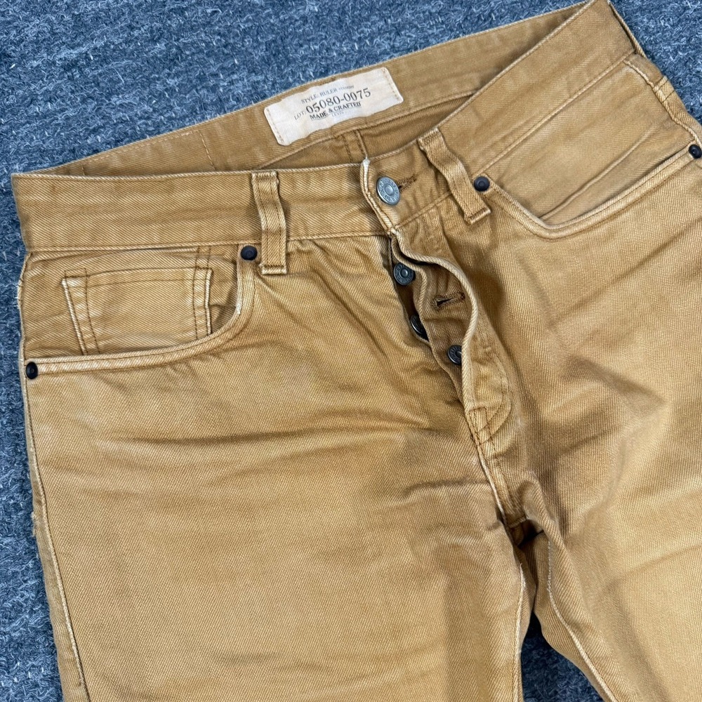 Levis Made and Crafted Ruler Straight Jeans Men 30X29 Tan Gold Denim 100% Cotton
